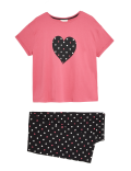 Pure Cotton Heart Print Pyjama Set