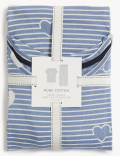 Pure Cotton Striped Heart Print Pyjama Set