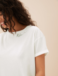 Pure Cotton Palm Print Cropped Pyjama Set