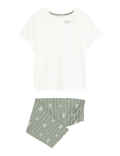 Pure Cotton Palm Print Cropped Pyjama Set