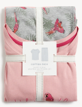 Cotton Rich Parrot Print Cropped Pyjama Set