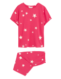 Pure Cotton Star Print Cropped Pyjama Set