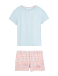 Pure Cotton Checked Shortie Set