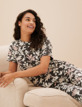 Cotton Rich Jungle Print Cropped Pyjama Set
