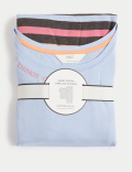 Cotton Rich Striped Slogan Pyjama Set