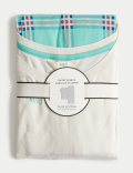 Pure Cotton Checked Slogan Pyjama Set