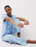 Cotton Rich Leaf Print Pyjama Set