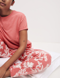 Cotton Rich Leaf Print Pyjama Set