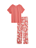 Cotton Rich Leaf Print Pyjama Set