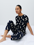 Cotton Rich Printed Cropped Pyjama Set