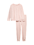 Fleece Star Print Cuffed Hem Pyjama Set