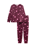 Fleece Star Print Cuffed Hem Pyjama Set