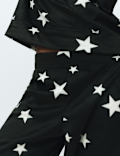 Fleece Star Print Cuffed Hem Pyjama Set