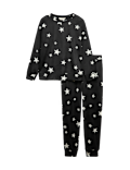 Fleece Star Print Cuffed Hem Pyjama Set