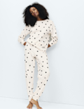Fleece Star Print Cuffed Hem Pyjama Set