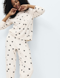 Fleece Star Print Cuffed Hem Pyjama Set