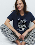 Pure Cotton Pyjama Set With Woven Bottoms