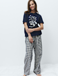 Pure Cotton Pyjama Set With Woven Bottoms