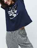Pure Cotton Pyjama Set With Woven Bottoms