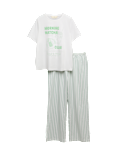 Pure Cotton Pyjama Set With Woven Bottoms