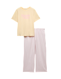 Pure Cotton Pyjama Set With Woven Bottoms