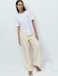 Pure Cotton Pyjama Set With Woven Bottoms