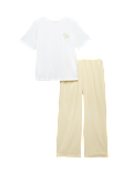Pure Cotton Pyjama Set With Woven Bottoms