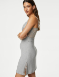 Body Soft™ Lace Trim Ribbed Chemise