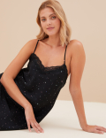 Dream Satin™ & Lace Star Print Short Chemise