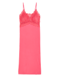 Strappy Lace Trim Long Chemise