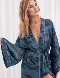 Satin Crane Bird Design Dressing Gown