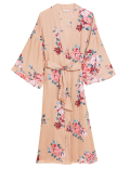 Satin Floral Print Long Wrap