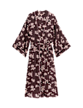 Satin Floral Wide Sleeve Wrap