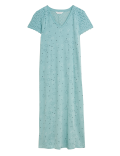 Pure Cotton Printed V-Neck Nightdress