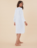 Pure Cotton Broderie Trim Long Nightdress