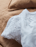 Pure Cotton Broderie Trim Long Nightdress