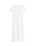 Pure Cotton Broderie Trim Long Nightdress