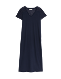 Pure Cotton Broderie Trim Long Nightdress