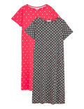2 Pack Cotton Rich Long Nightdresses