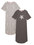 2pk Cotton Rich Animal Print Nightdresses