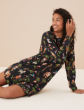 Women's Animal Print Family Christmas Short Nightdress