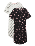 2pk Cotton Rich Printed Long Nightdresses