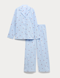 Cotton Modal Seersucker Printed Pyjama Set
