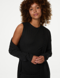 2pc Ribbed Nightdress & Cardigan Set