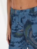 Satin Crane Bird Design Pyjama Set