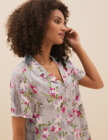 Satin Floral Print Shortie Pyjama Set
