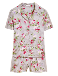 Satin Floral Print Shortie Pyjama Set