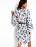 Satin Floral Wrap Short Dressing Gown