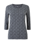 Jacquard Round Neck 3/4 Sleeve Top