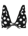 Spot Print Front Tie Plunge Bikini Top